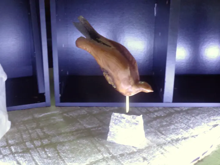 Cider Discover Freedom, wood sculpture by Mel Derzaph