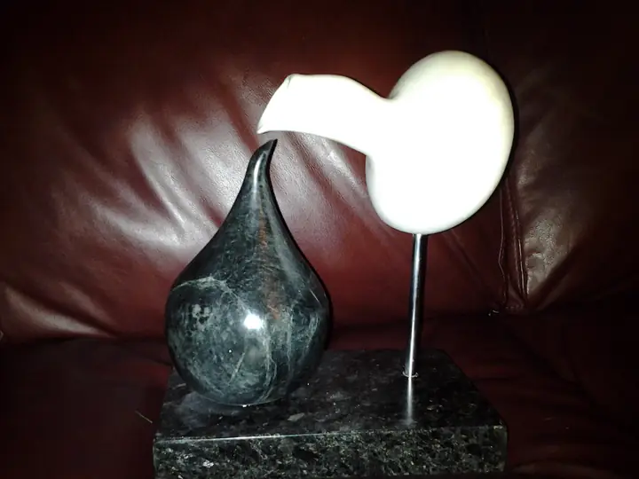 From Flask to Oil, stone sculpture by Mel Derzaph